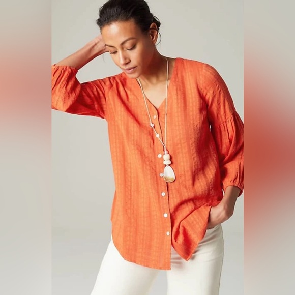 J. Jill Tops - J. Jill orange button front v-neck blouse